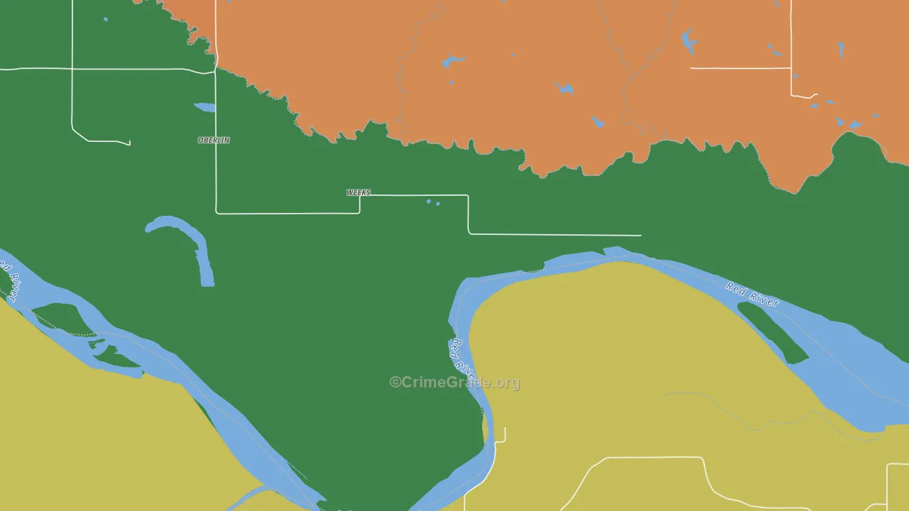 Oberlin, OK Map of Murder Rates