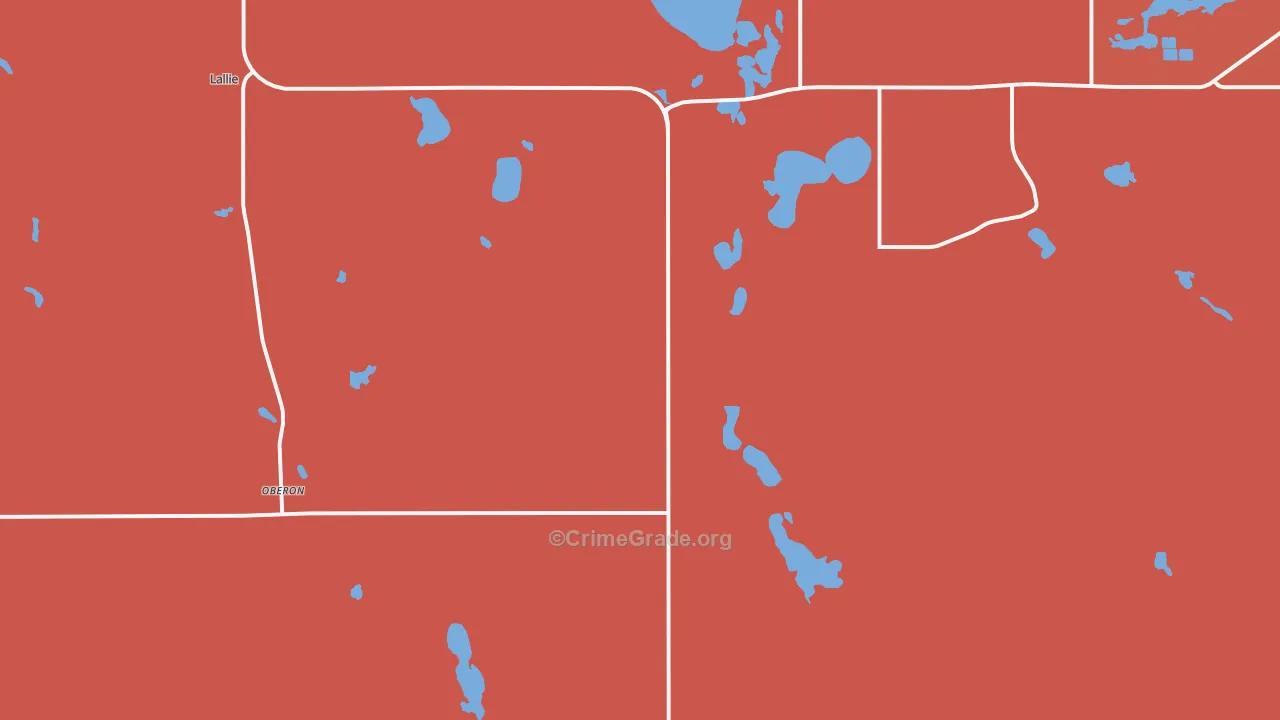 Oberon, ND Map of Murder Rates