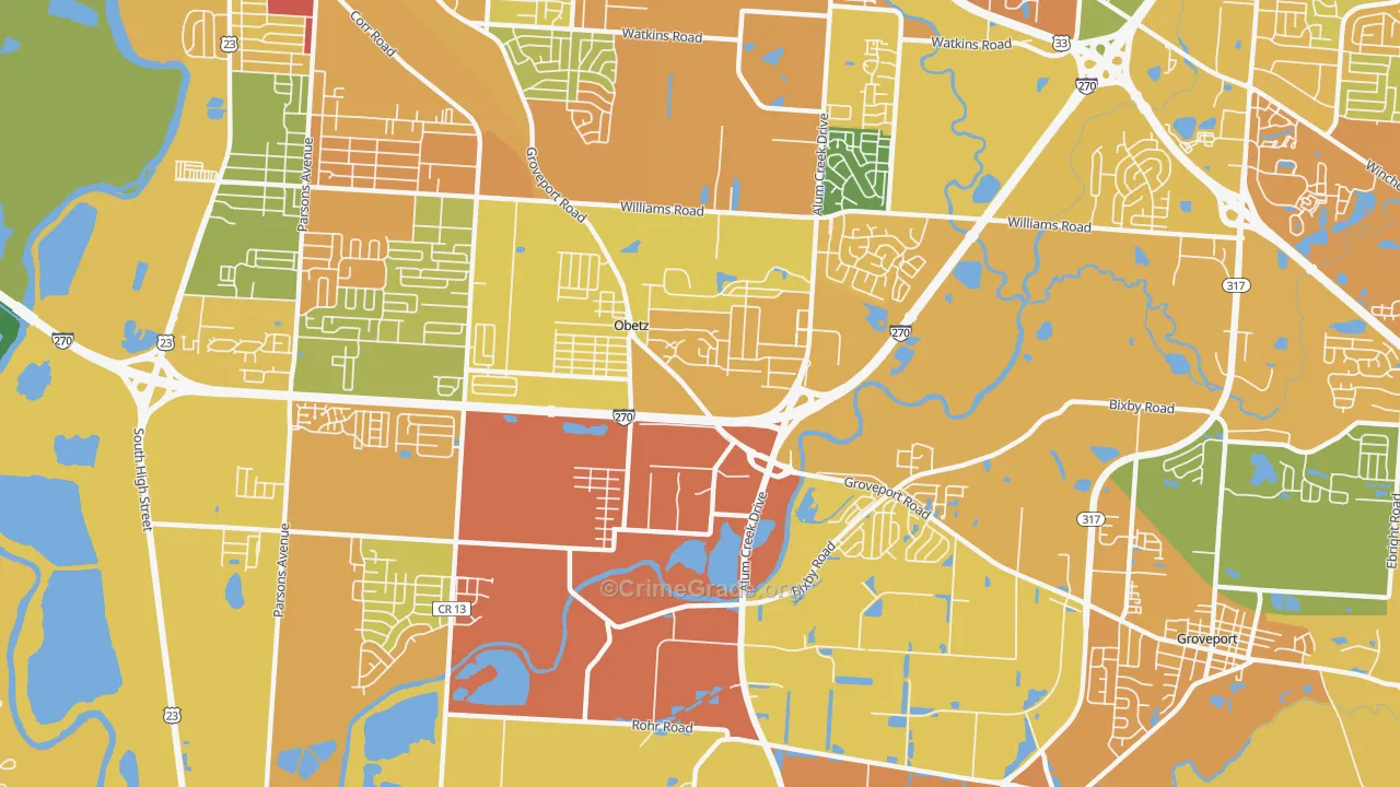 Obetz, OH Map of Murder Rates