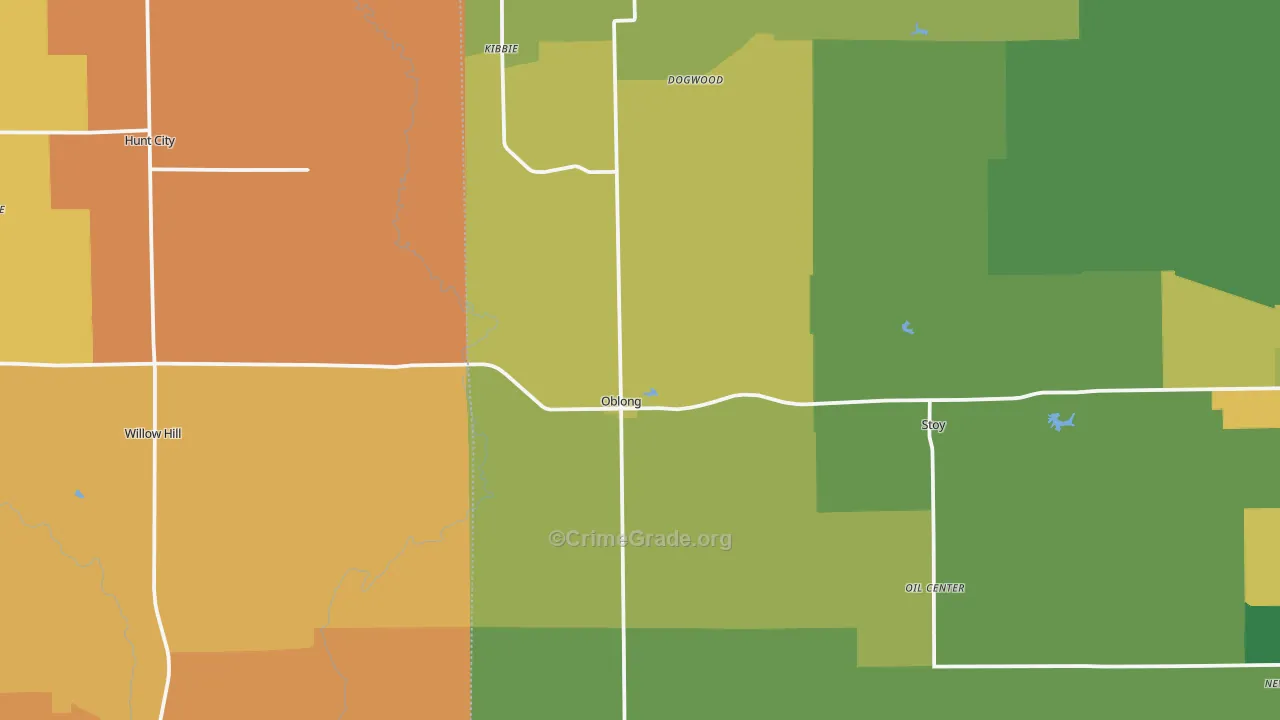 Oblong, IL Map of Murder Rates