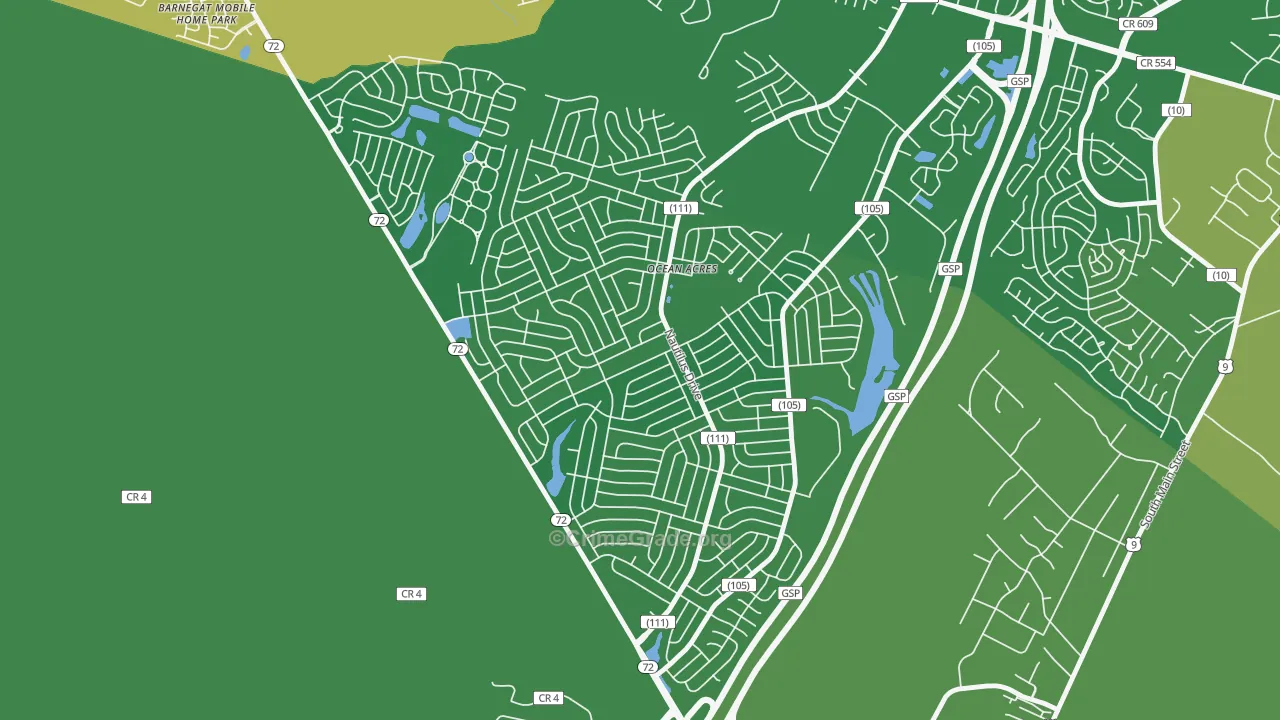 Ocean Acres, NJ Map of Murder Rates