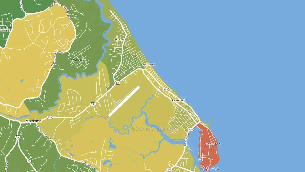 Ocean Bluff-Brant Rock, MA Map of Murder Rates