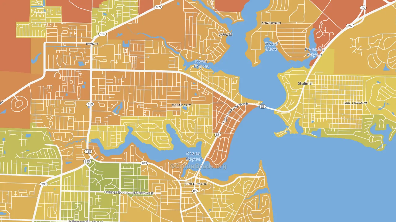Ocean City, FL Map of Murder Rates