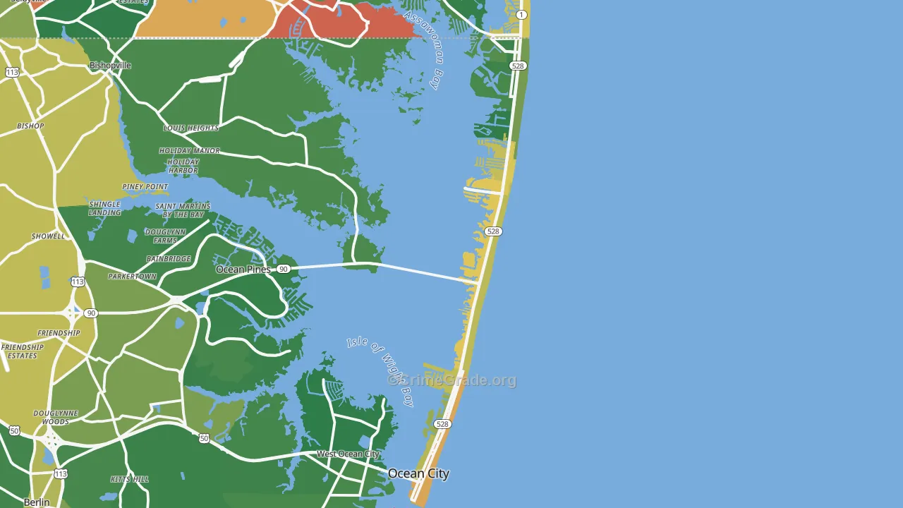 Ocean City, MD Map of Murder Rates