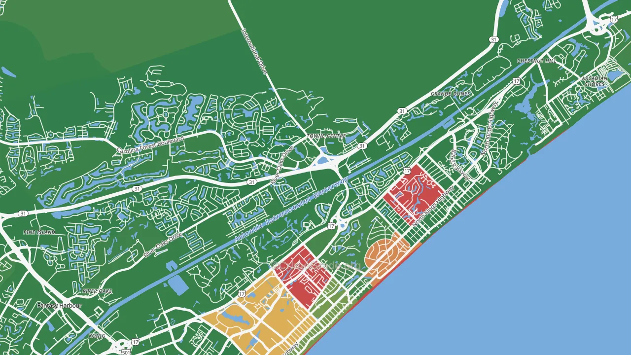 Ocean Forest, SC Map of Murder Rates