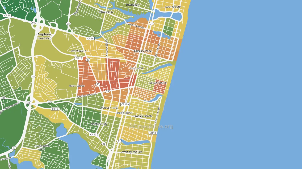Ocean Grove, NJ Map of Murder Rates