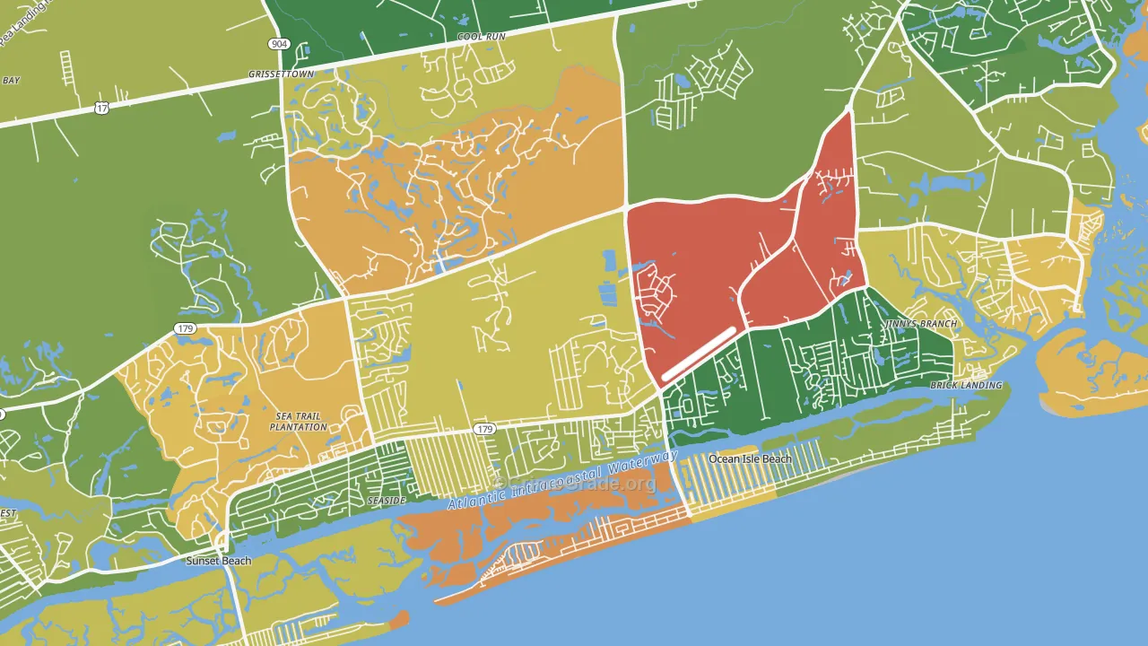 Ocean Isle Beach, NC Map of Murder Rates