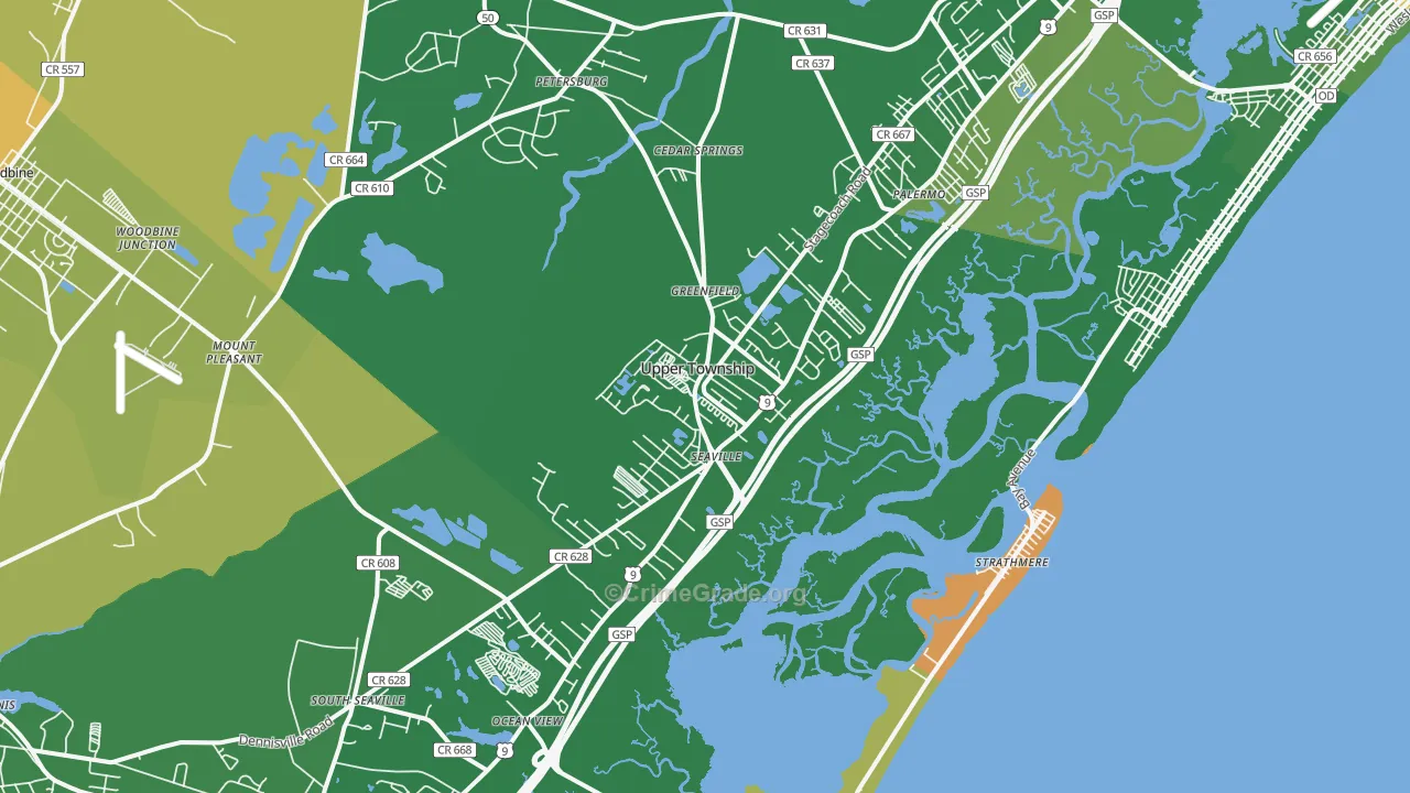 Ocean View, NJ Map of Murder Rates