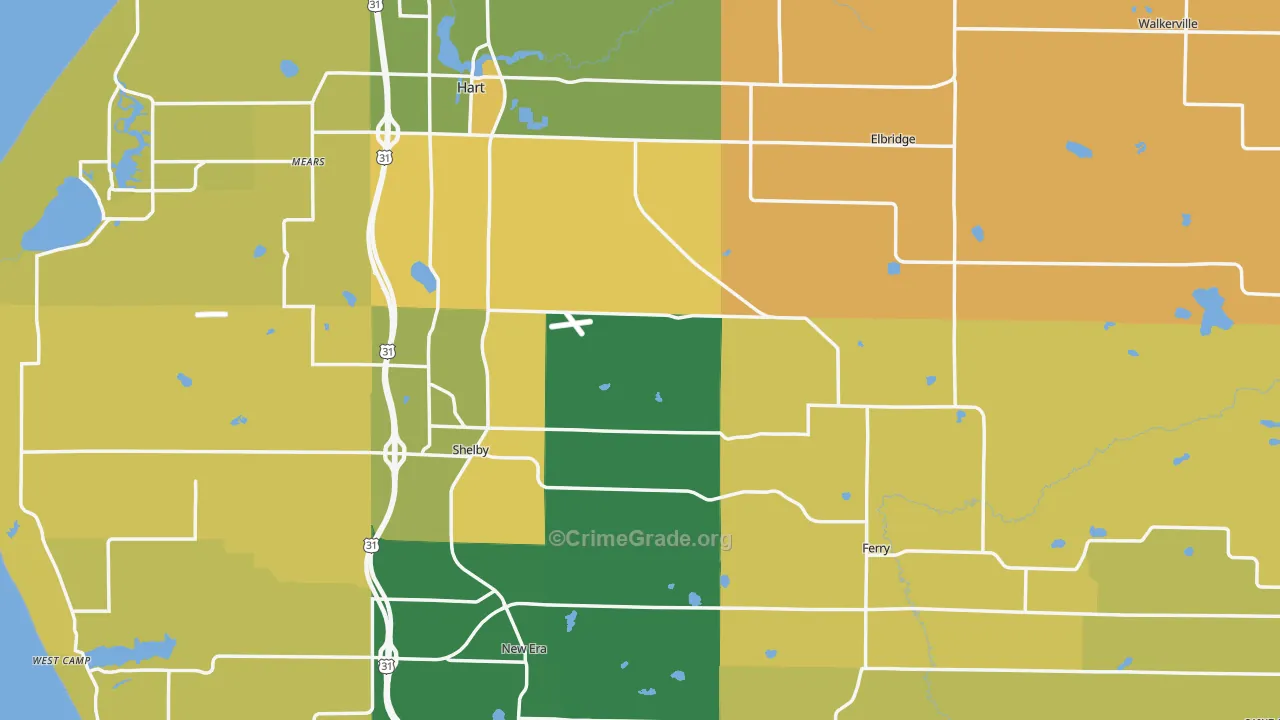 Oceana County, MI Map of Murder Rates