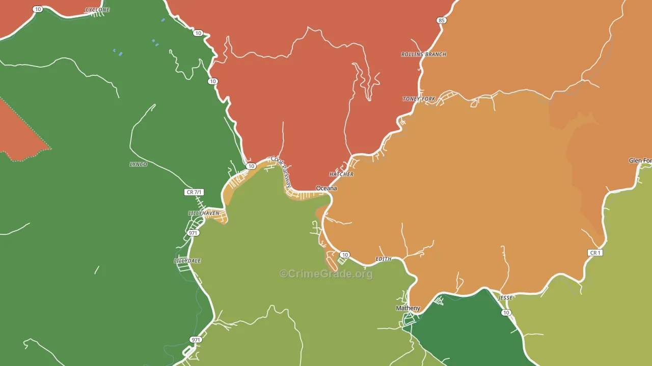 Oceana, WV Map of Murder Rates