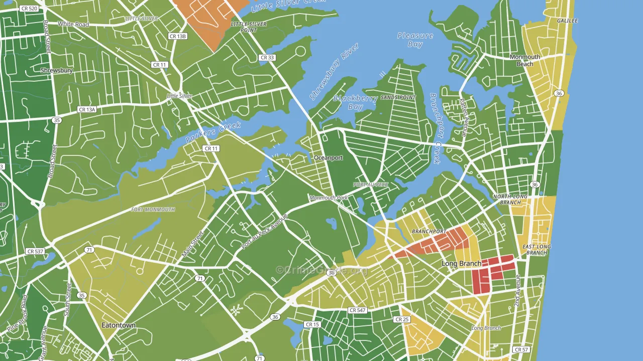 Oceanport, NJ Map of Murder Rates