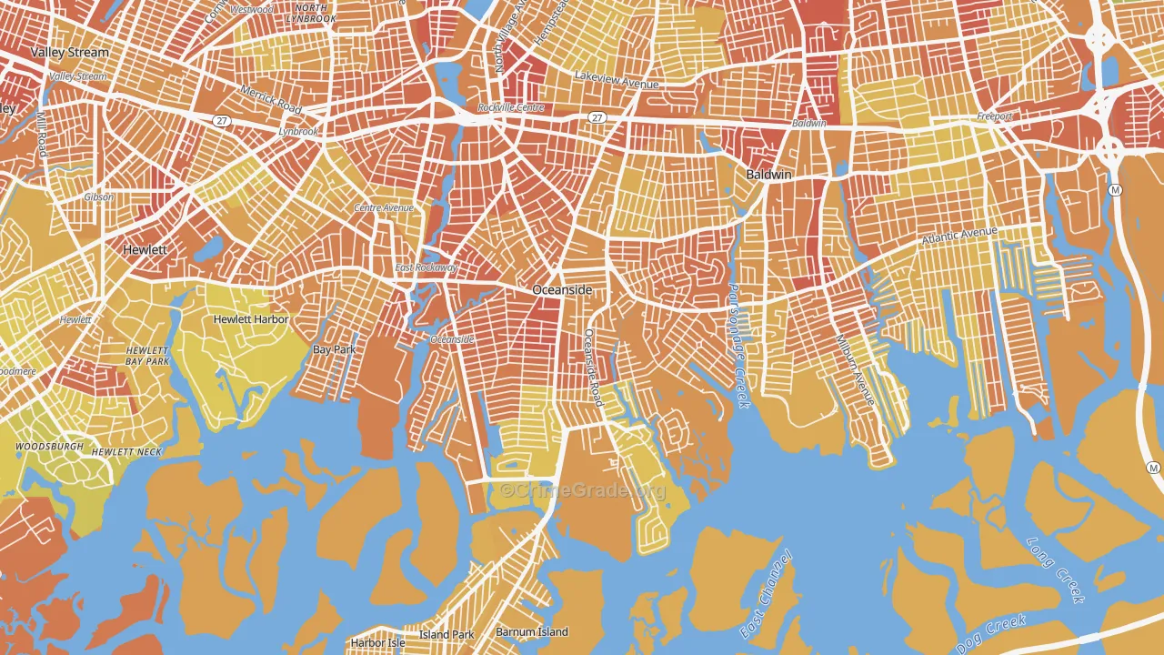 Oceanside, NY Map of Murder Rates