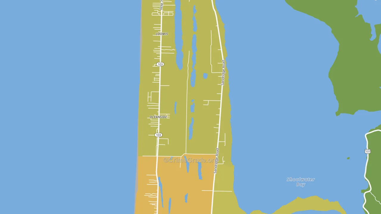Oceanside, WA Map of Murder Rates