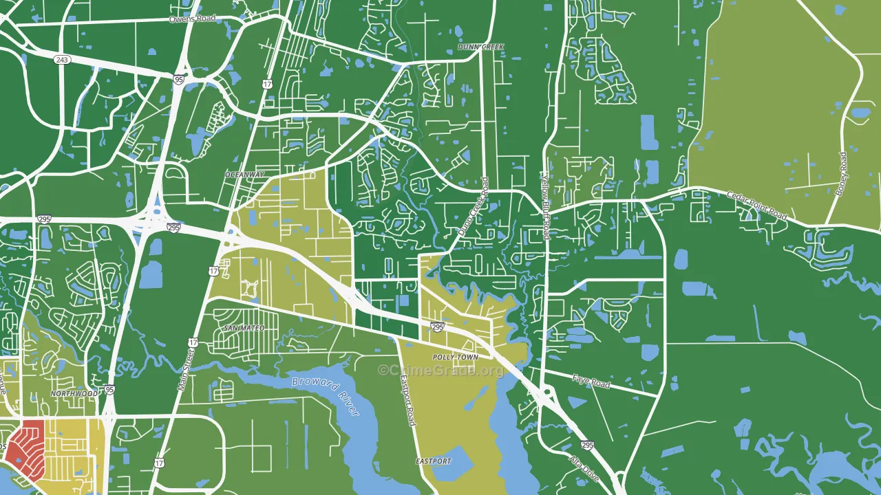 Oceanway, Jacksonville, FL Map of Murder Rates