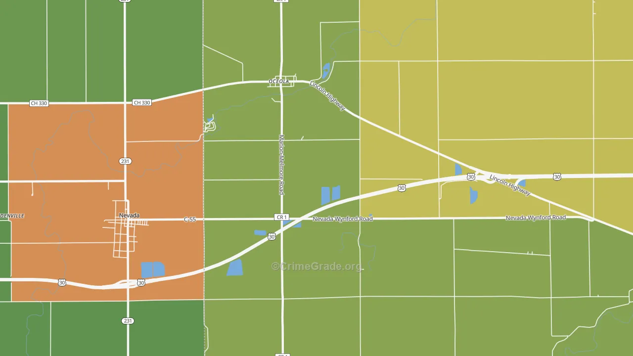 Oceola, OH Map of Murder Rates