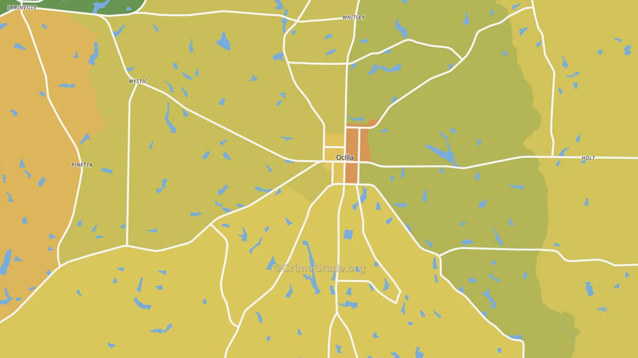 Ocilla, GA Map of Murder Rates