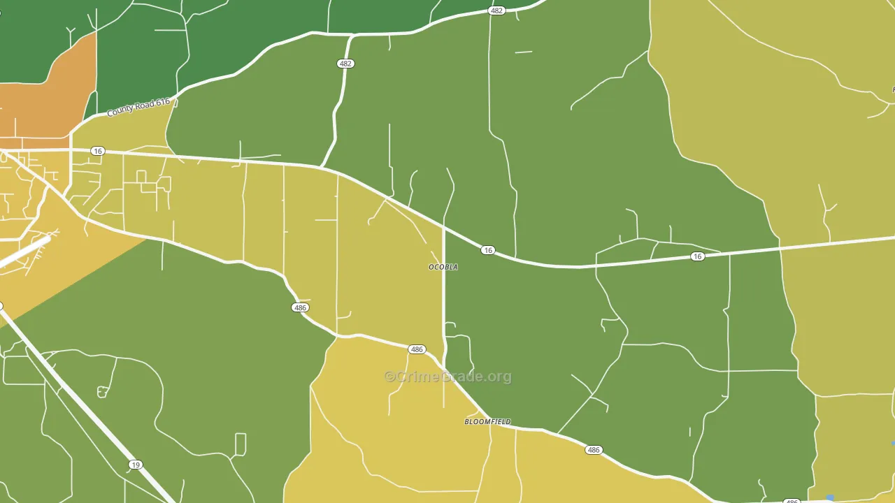 Ocobla, MS Map of Murder Rates