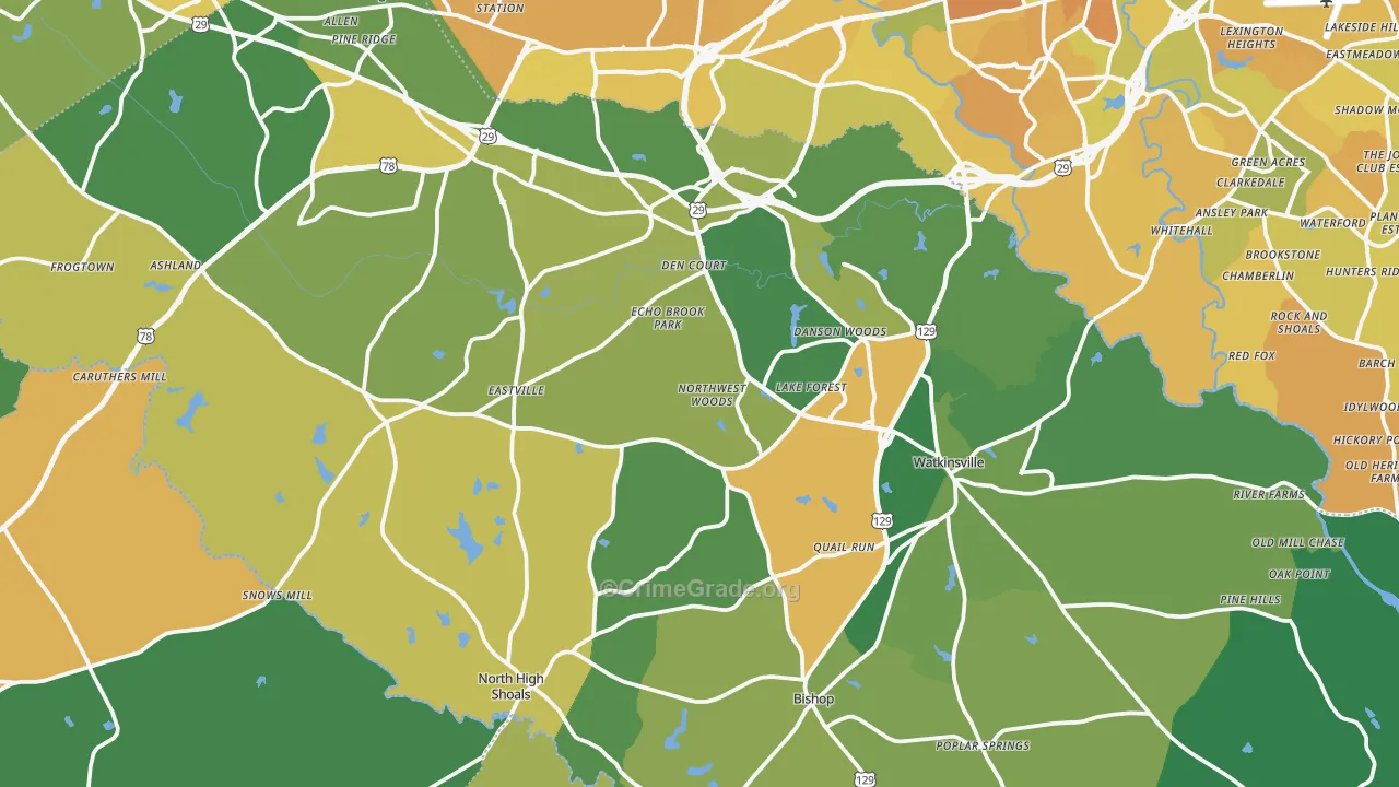Oconee County, GA Map of Murder Rates