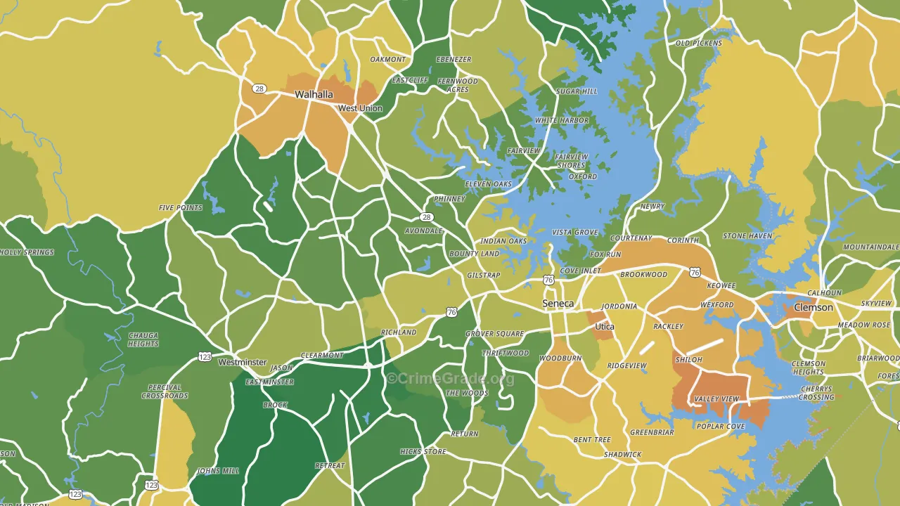 Oconee County, SC Map of Murder Rates