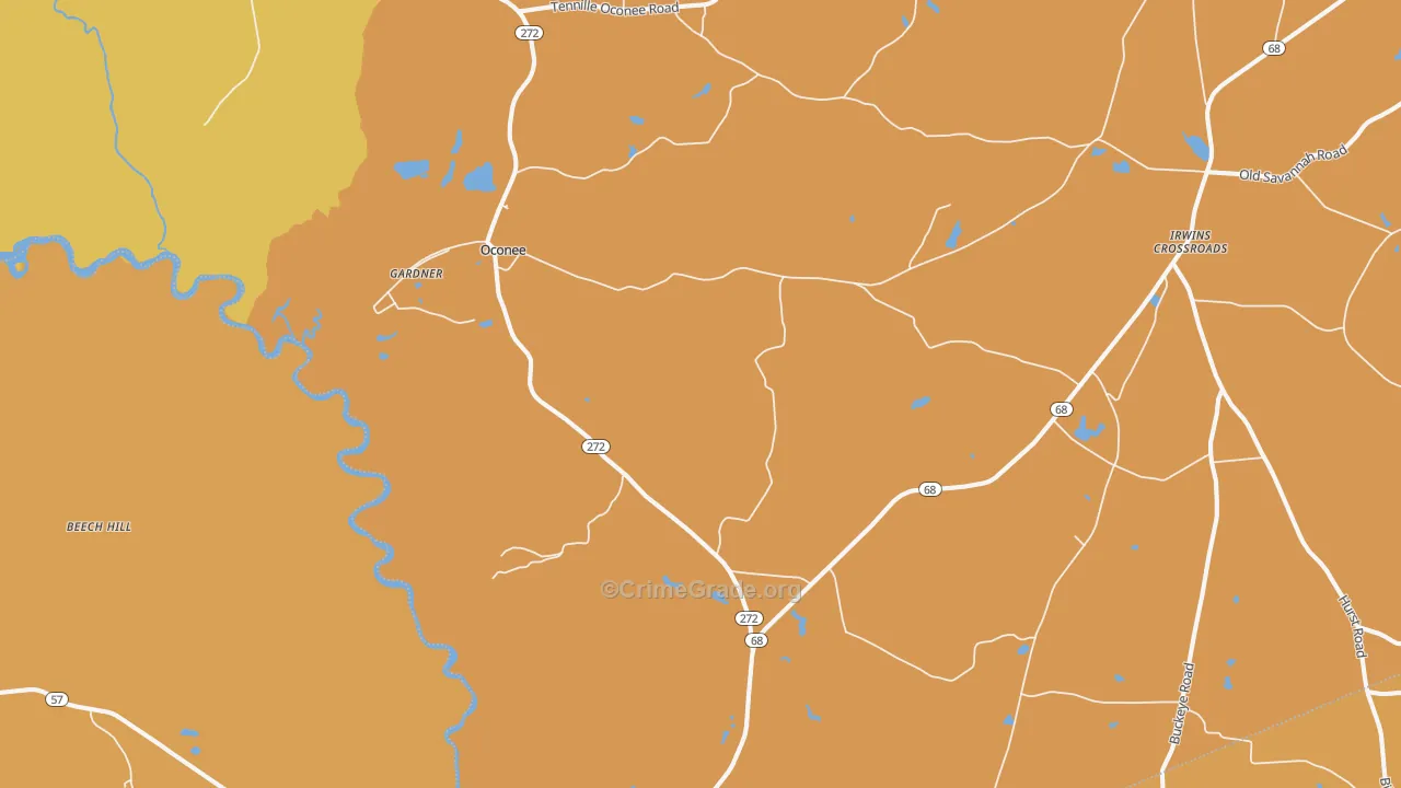 Oconee, GA Map of Murder Rates