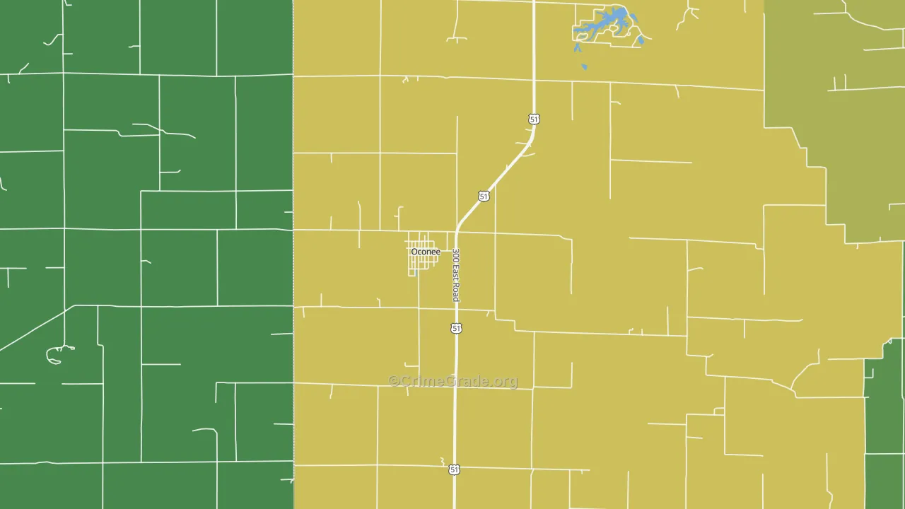 Oconee, IL Map of Murder Rates