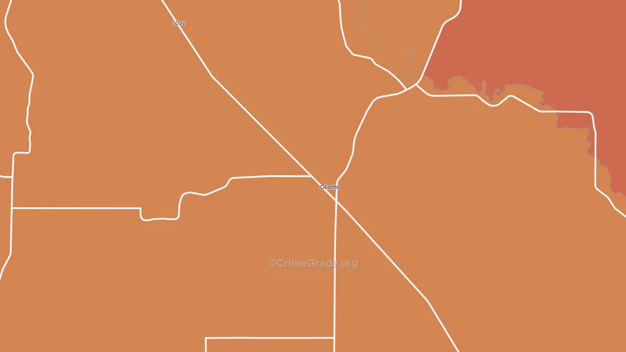 Oconto, NE Map of Murder Rates