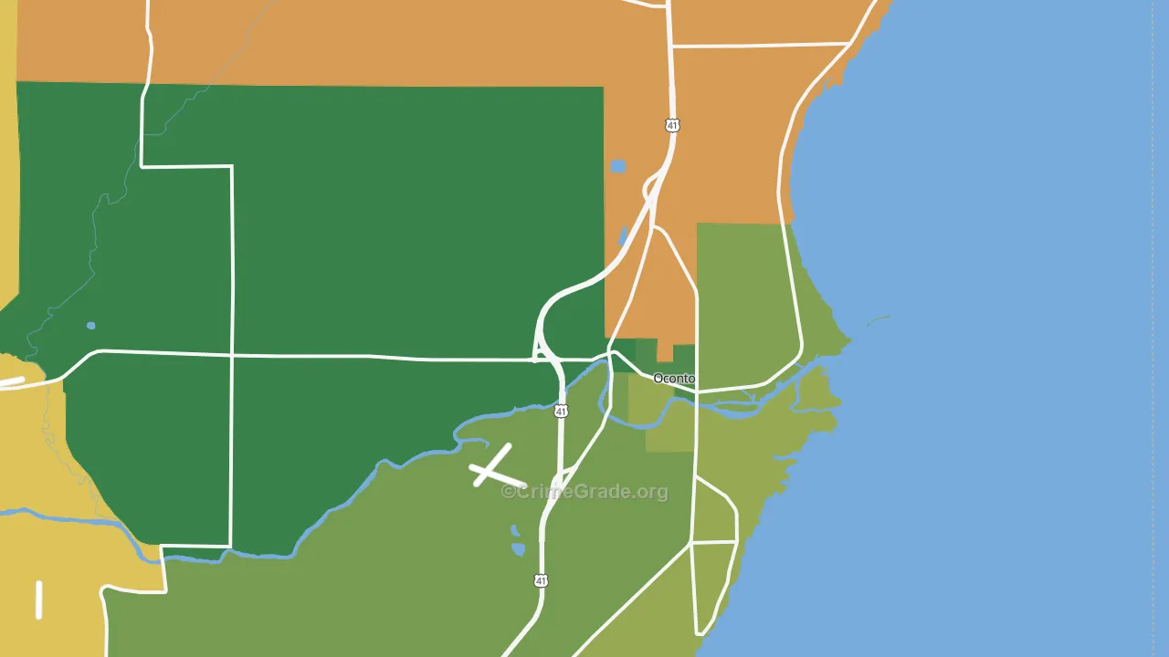 Oconto, WI Map of Murder Rates