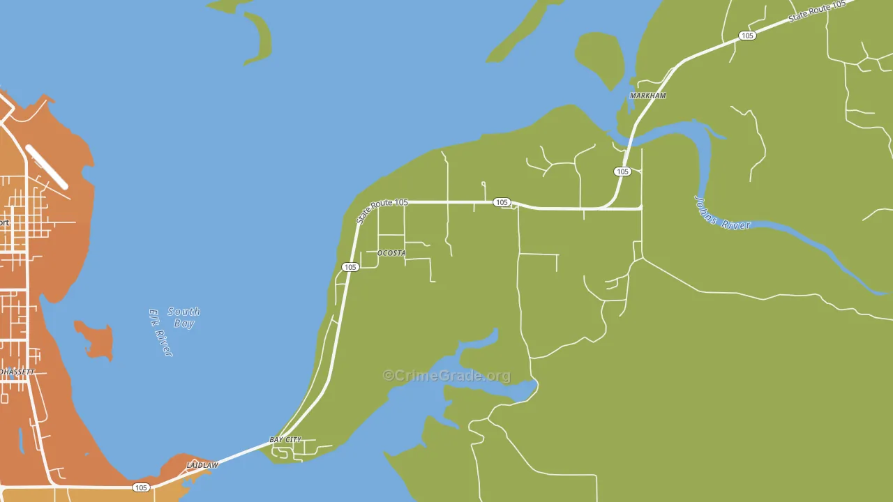 Ocosta, WA Map of Murder Rates