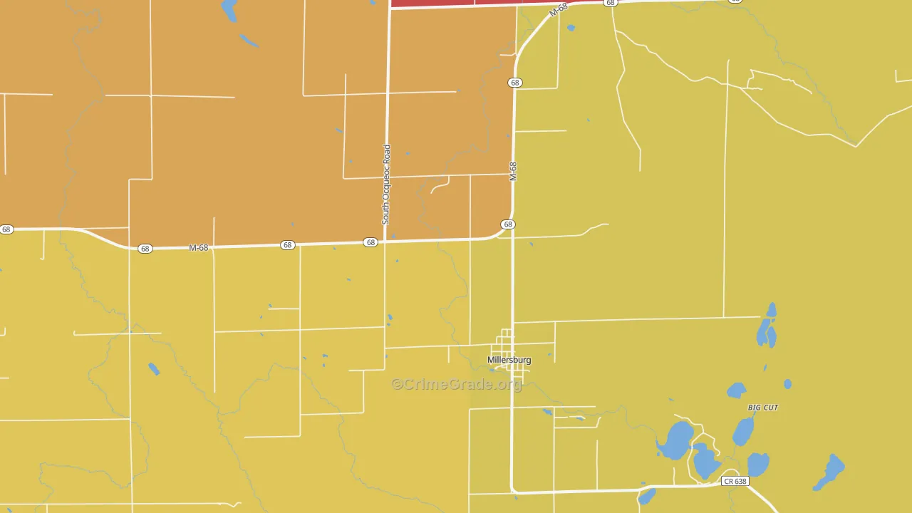 Ocqueoc, MI Map of Murder Rates