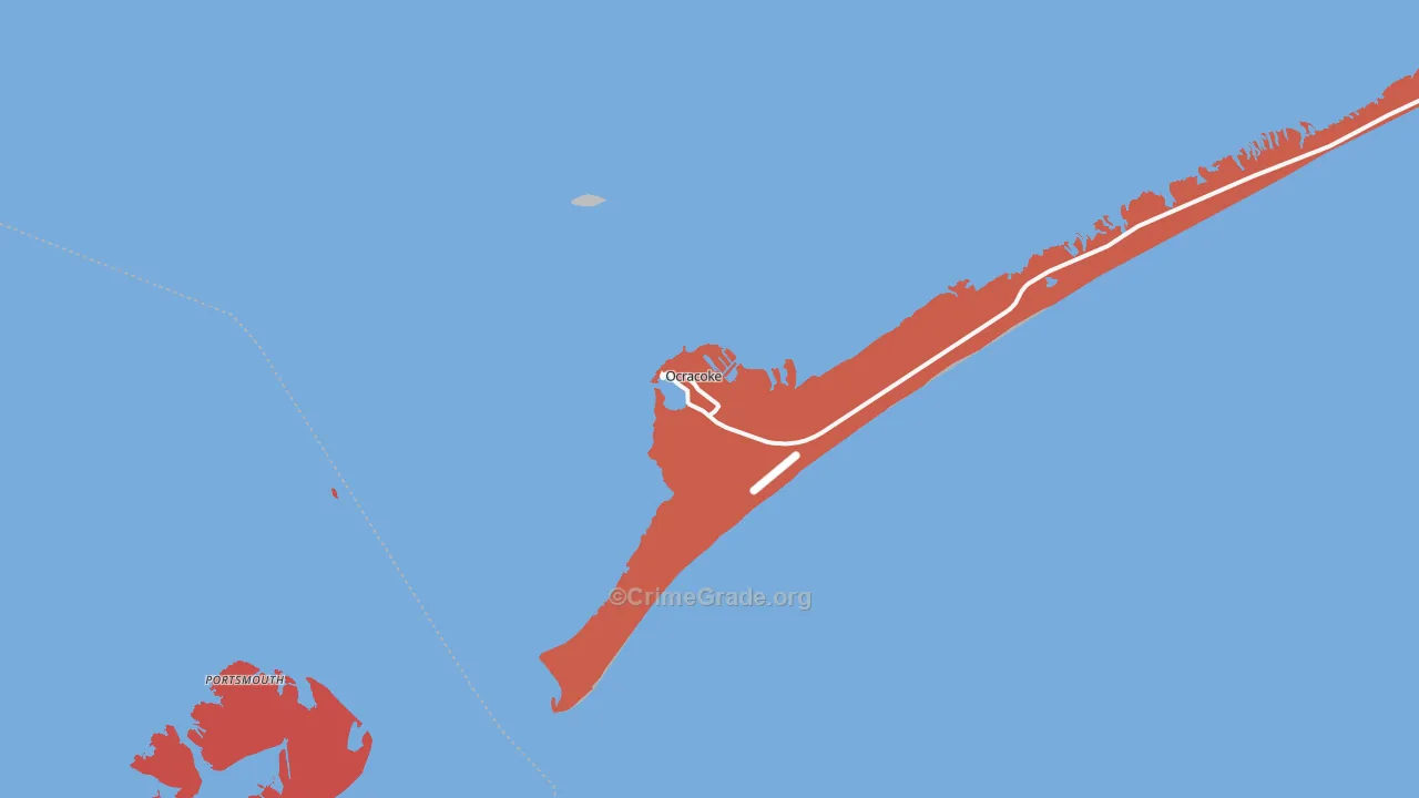 Ocracoke, NC Map of Murder Rates
