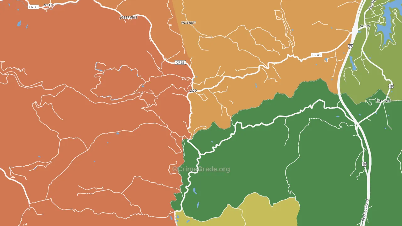 Odd, WV Map of Murder Rates