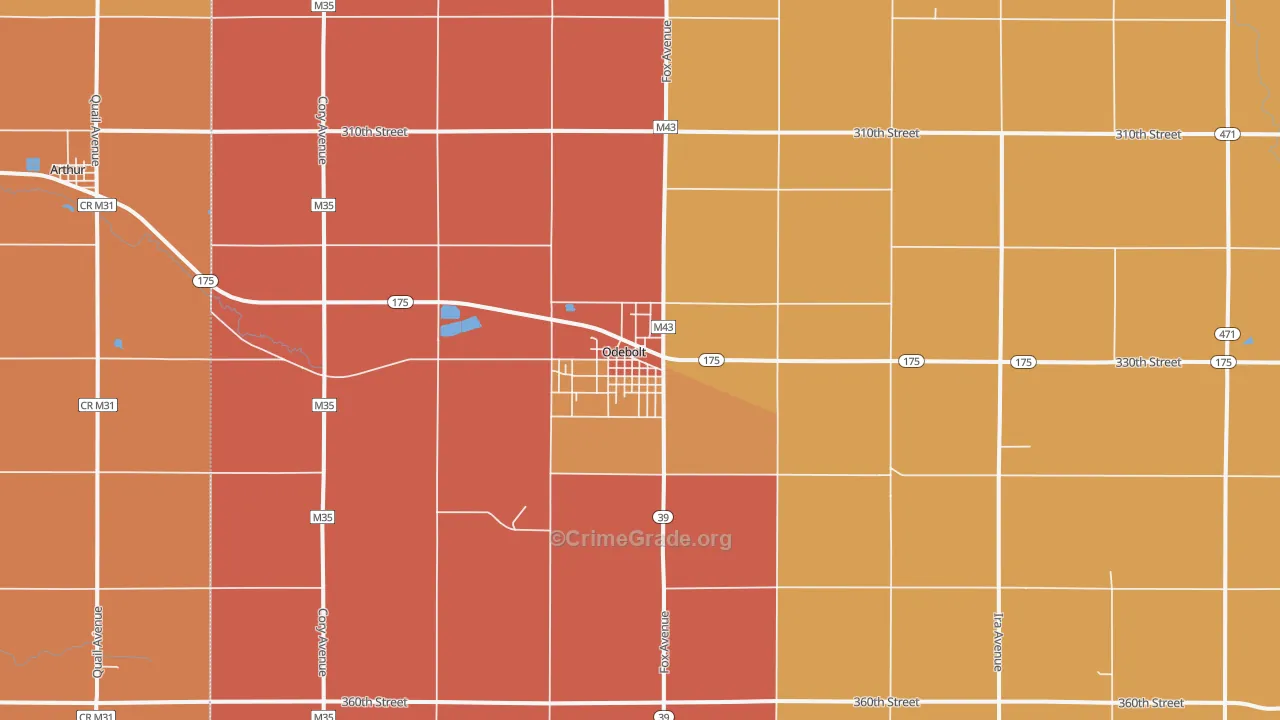 Odebolt, IA Map of Murder Rates