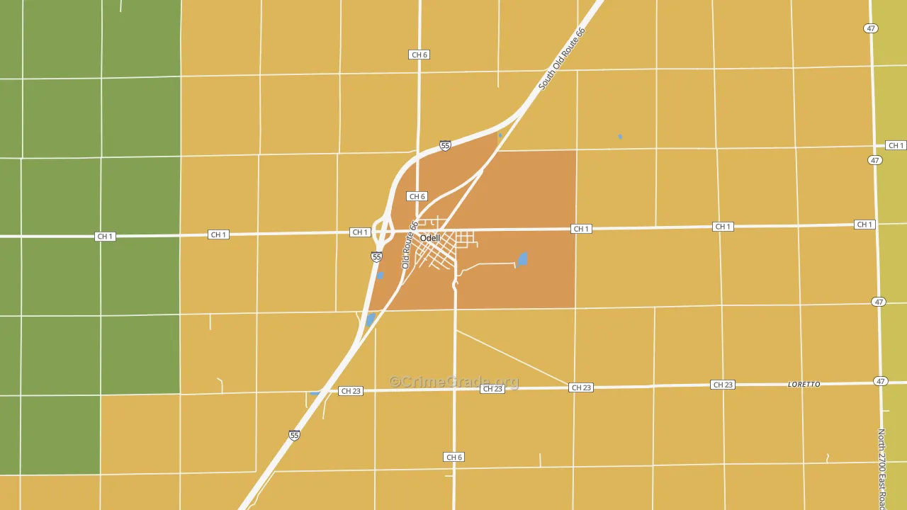 Odell, IL Map of Murder Rates