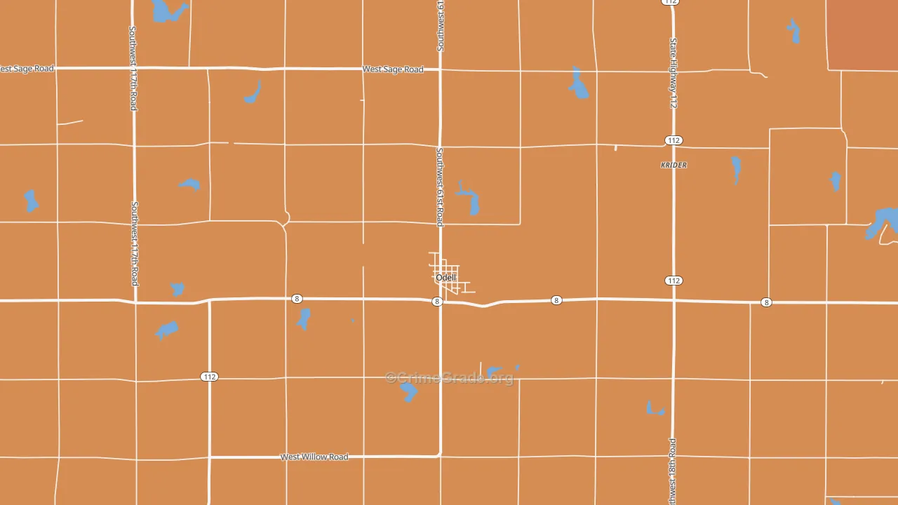 Odell, NE Map of Murder Rates