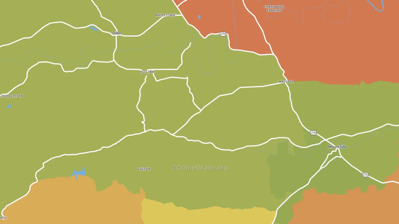Oden, AR Map of Murder Rates