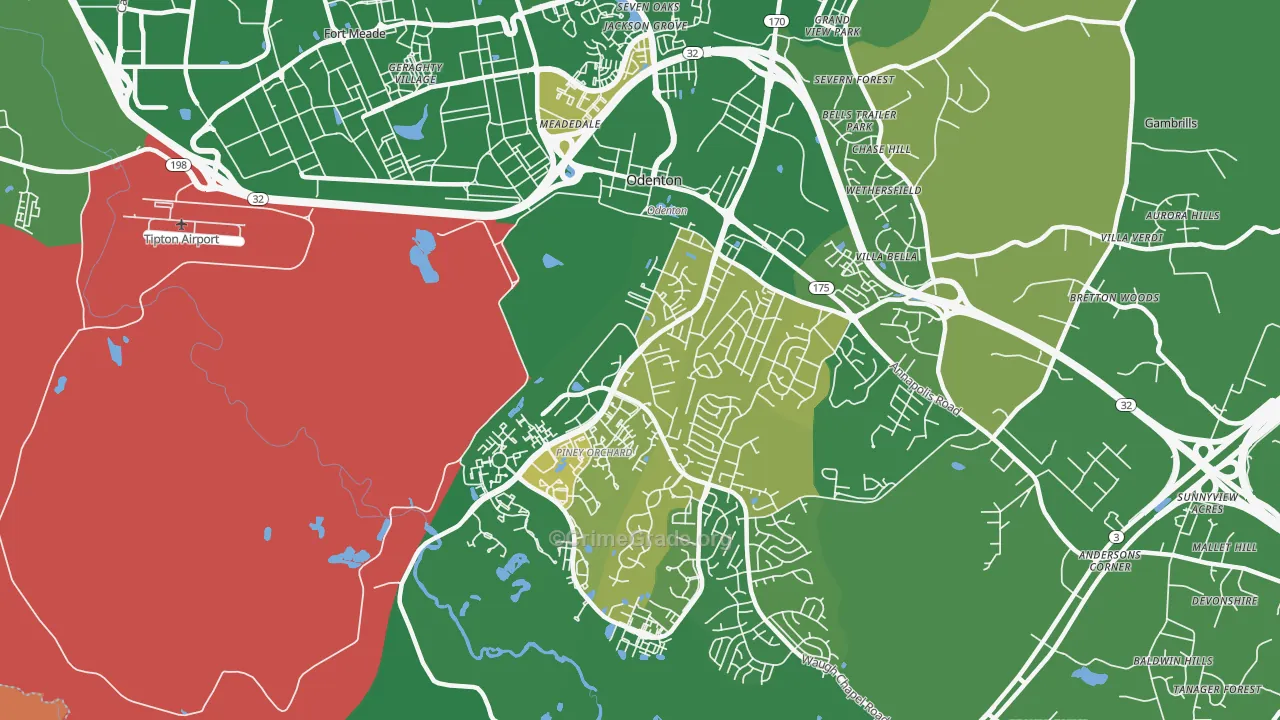Odenton, MD Map of Murder Rates