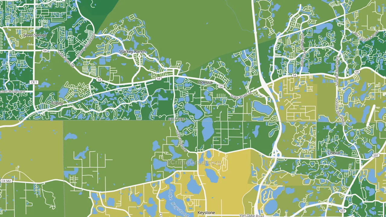 Odessa, FL Map of Murder Rates