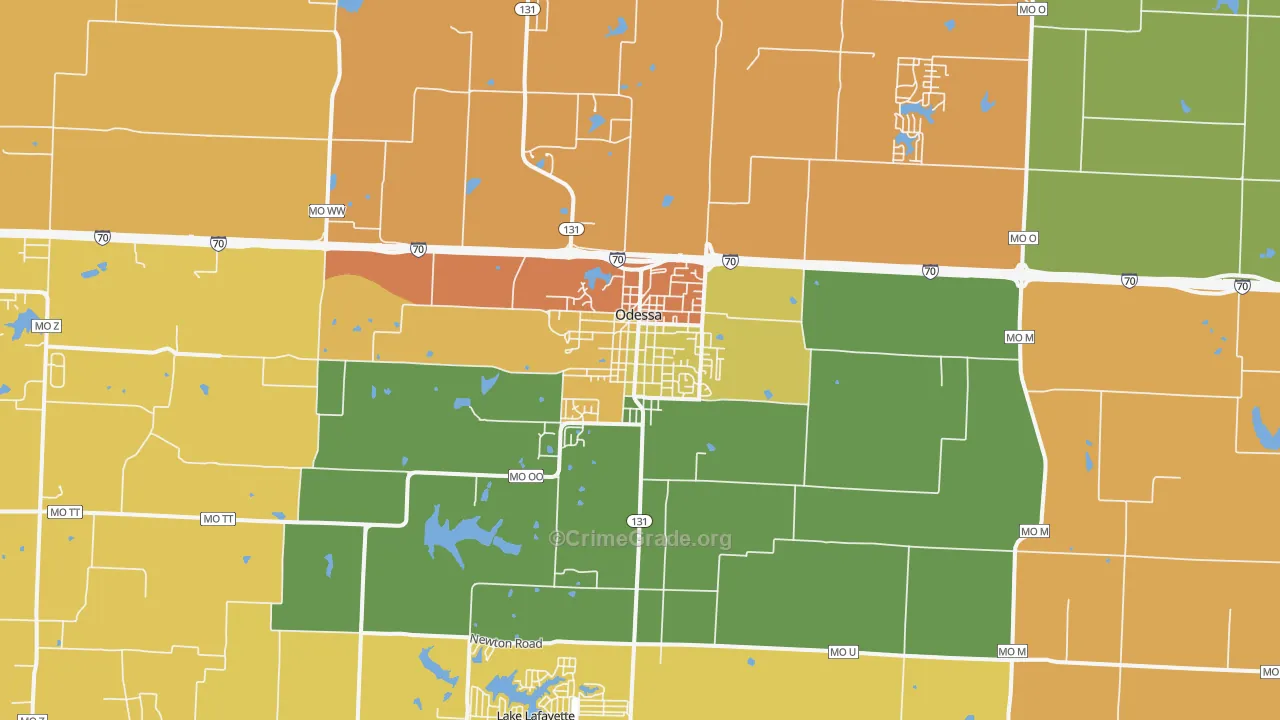 Odessa, MO Map of Murder Rates