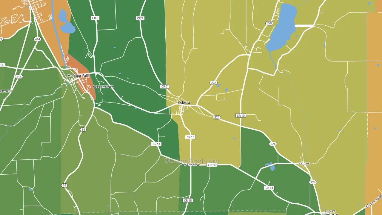 Odessa, NY Map of Murder Rates