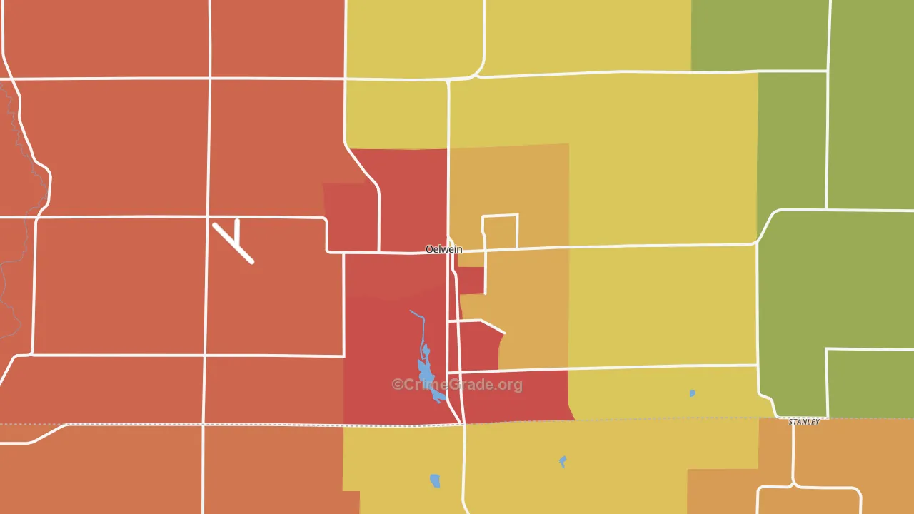Oelwein, IA Map of Murder Rates