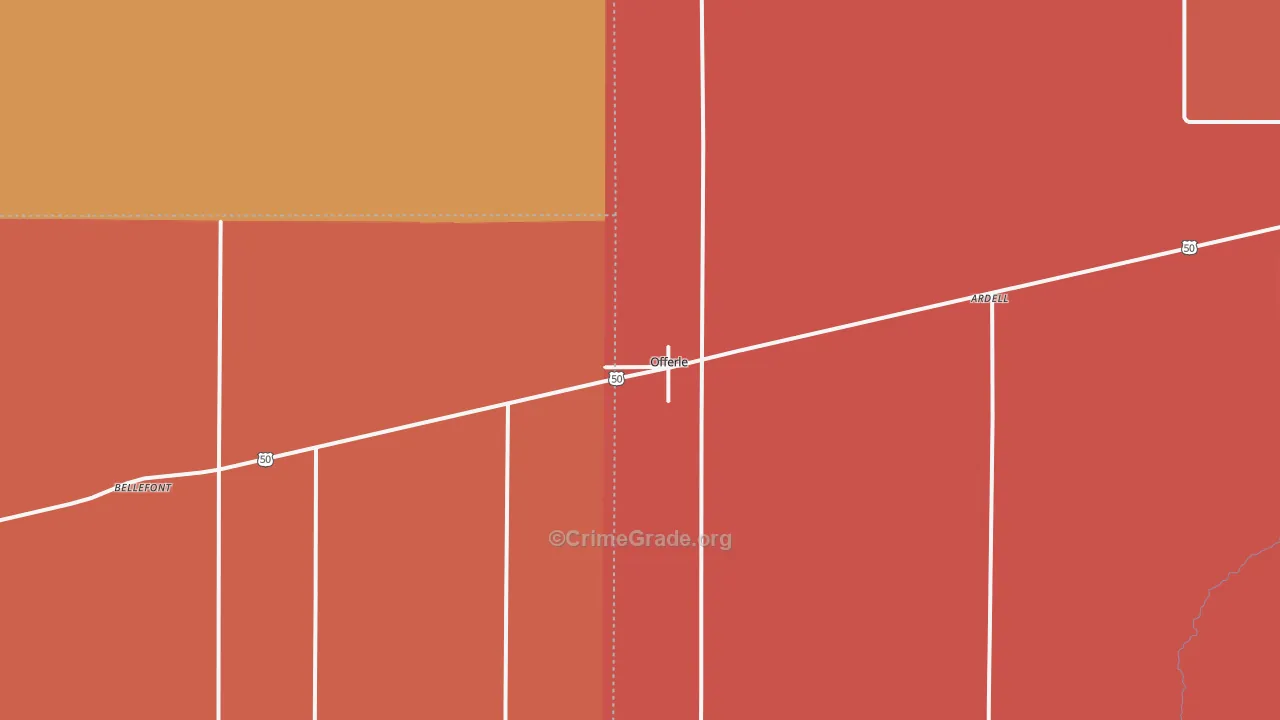 Offerle, KS Map of Murder Rates