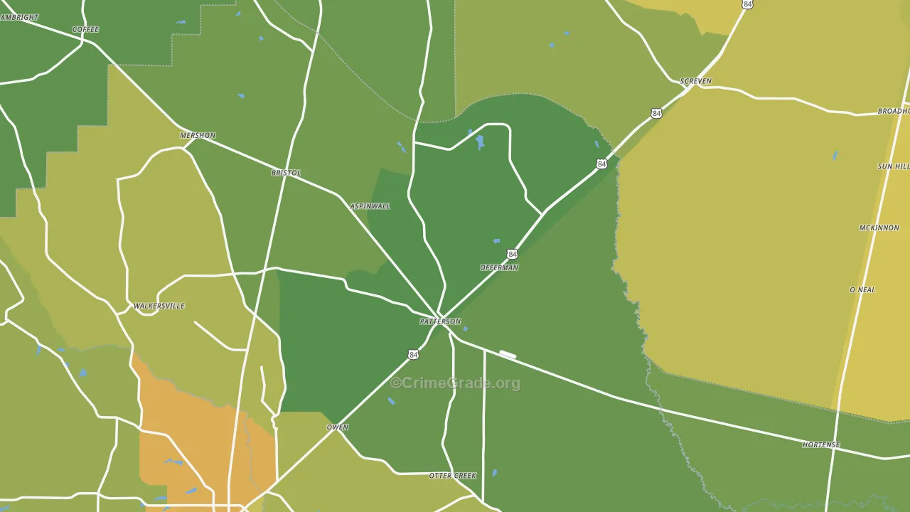 Offerman, GA Map of Murder Rates