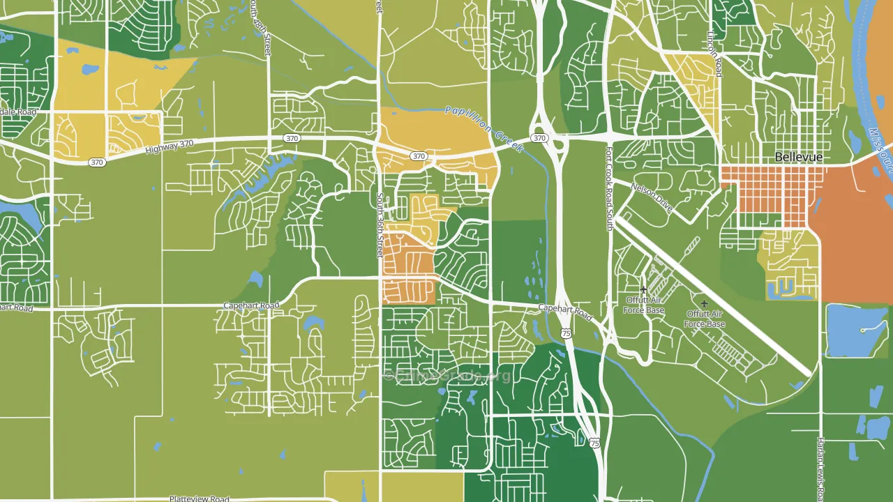 Offutt AFB, NE Map of Murder Rates
