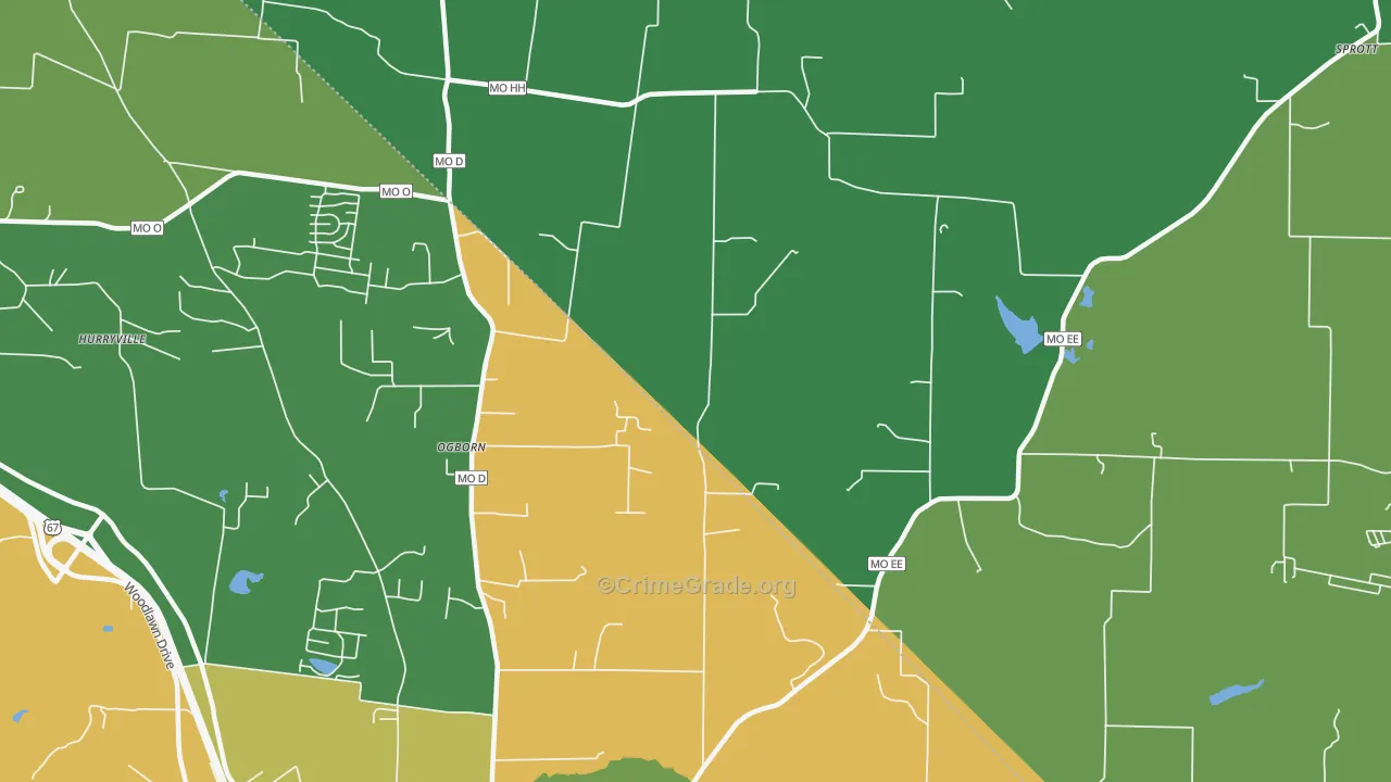 Ogborn, MO Map of Murder Rates