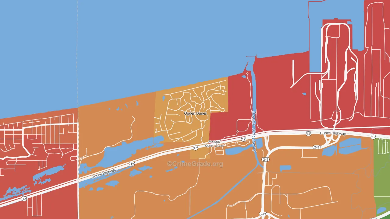 Ogden Dunes, IN Map of Murder Rates