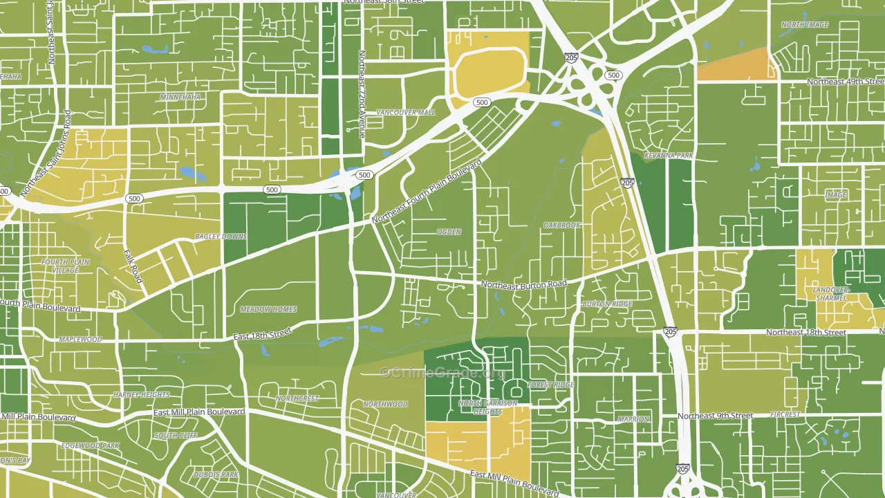 Ogden, Vancouver, WA Map of Murder Rates