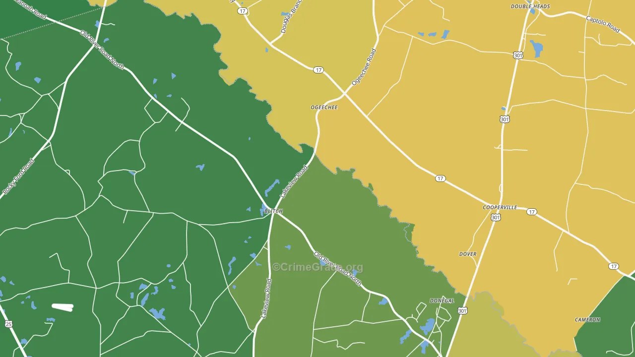 Ogeechee, GA Map of Murder Rates
