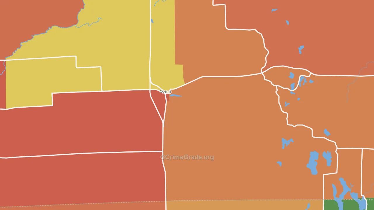 Ogema, WI Map of Murder Rates