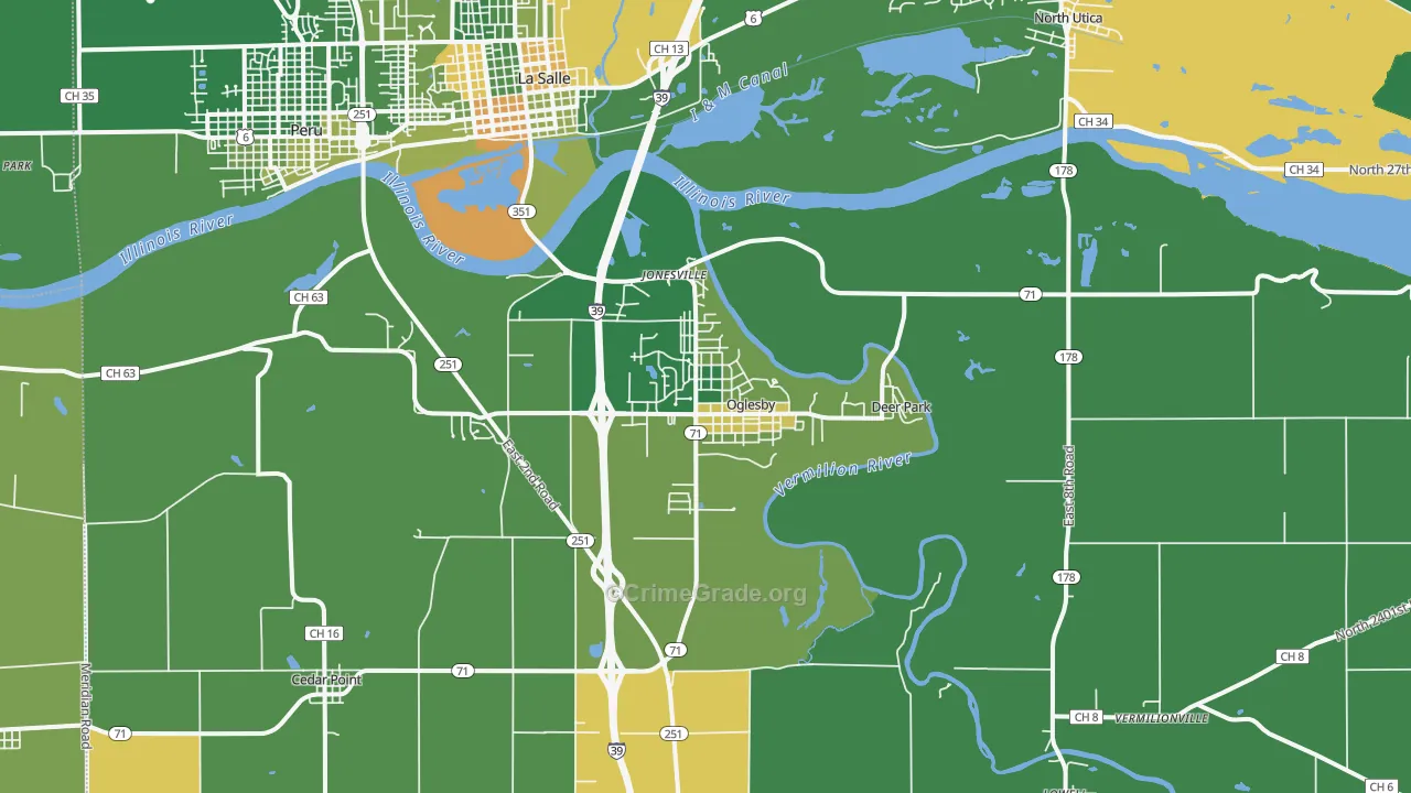 Oglesby, IL Map of Murder Rates