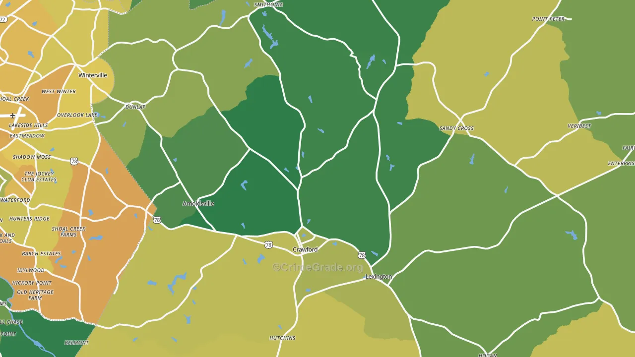 Oglethorpe County, GA Map of Murder Rates